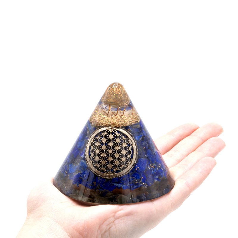 Orgonitový kužeľ Lapis lazuli Kvet života