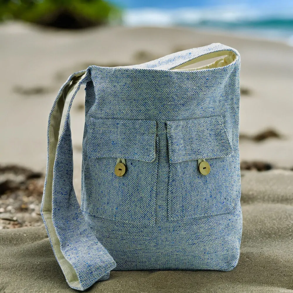 Crossbody taška s 2 vreckami - Denim - Stredná