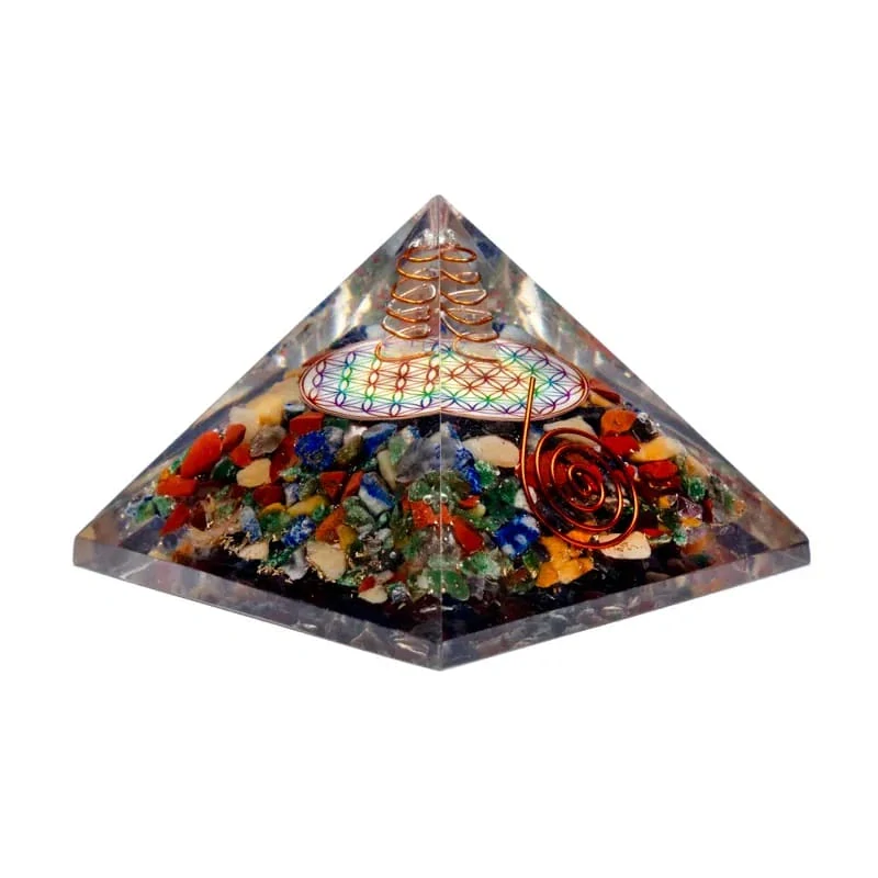 Orgonit Pyramída Čakra a Krištáľ - Kvet života