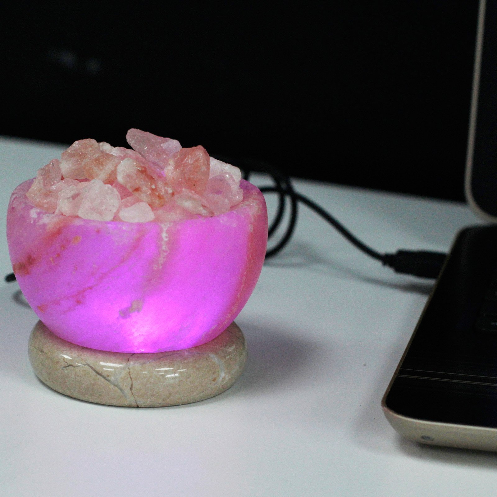 Himalájska soľná lampa s USB Miska