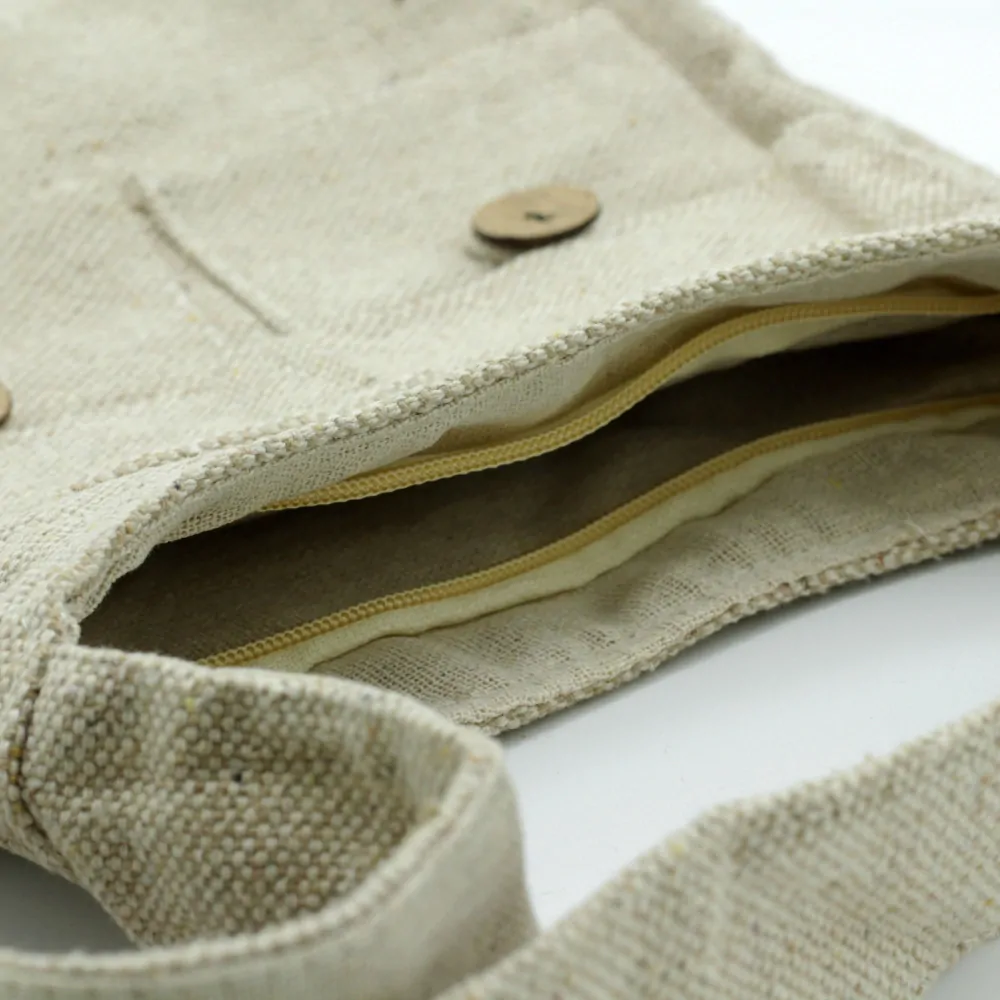 Crossbody taška s 2 vreckami - Prírodná - Stredná
