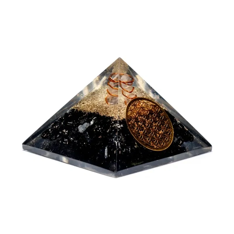 Orgonit Pyramída Turmalín a Krištáľ - Kvet života