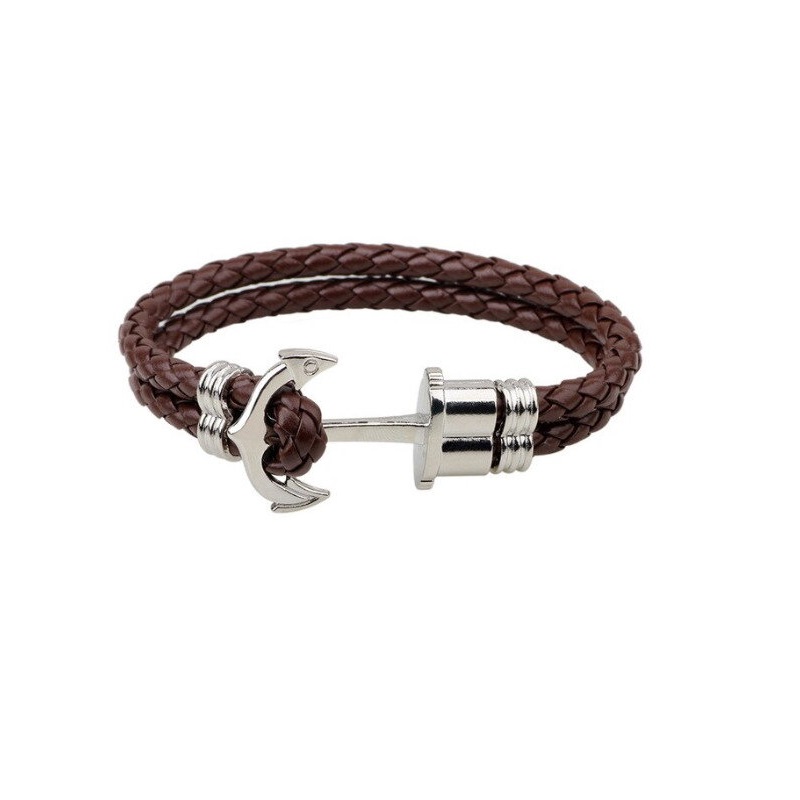 Pánsky kožený náramok Anchor 30161 - hnedý