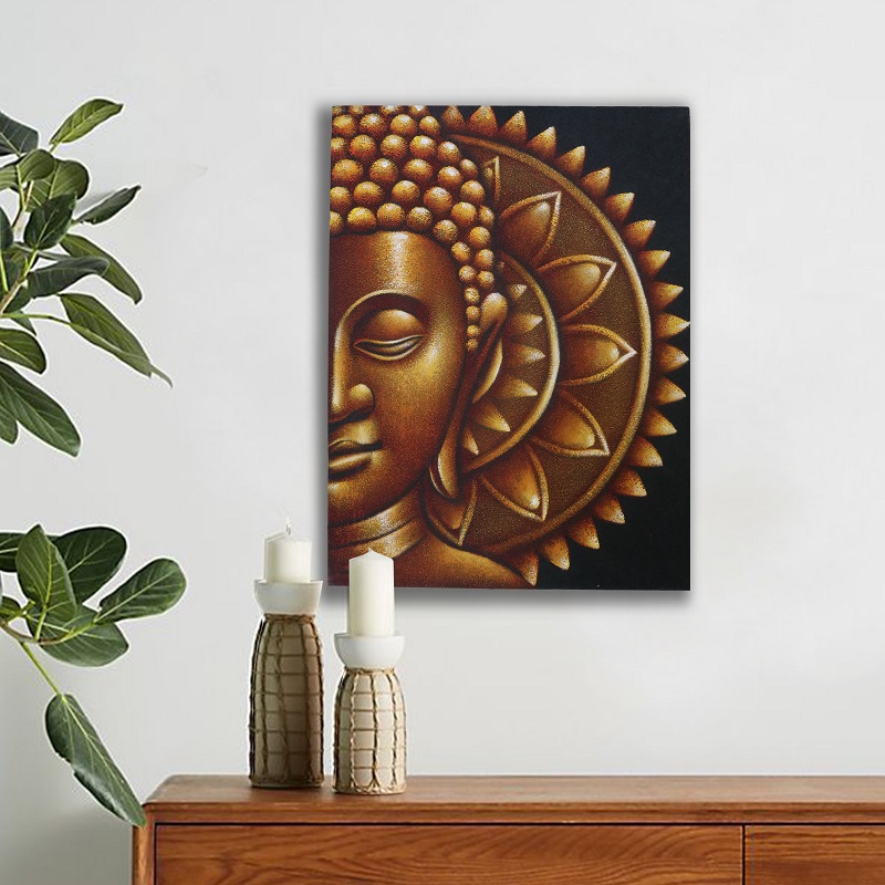 Obraz Budha a Mandala - zlatý 60x80 cm
