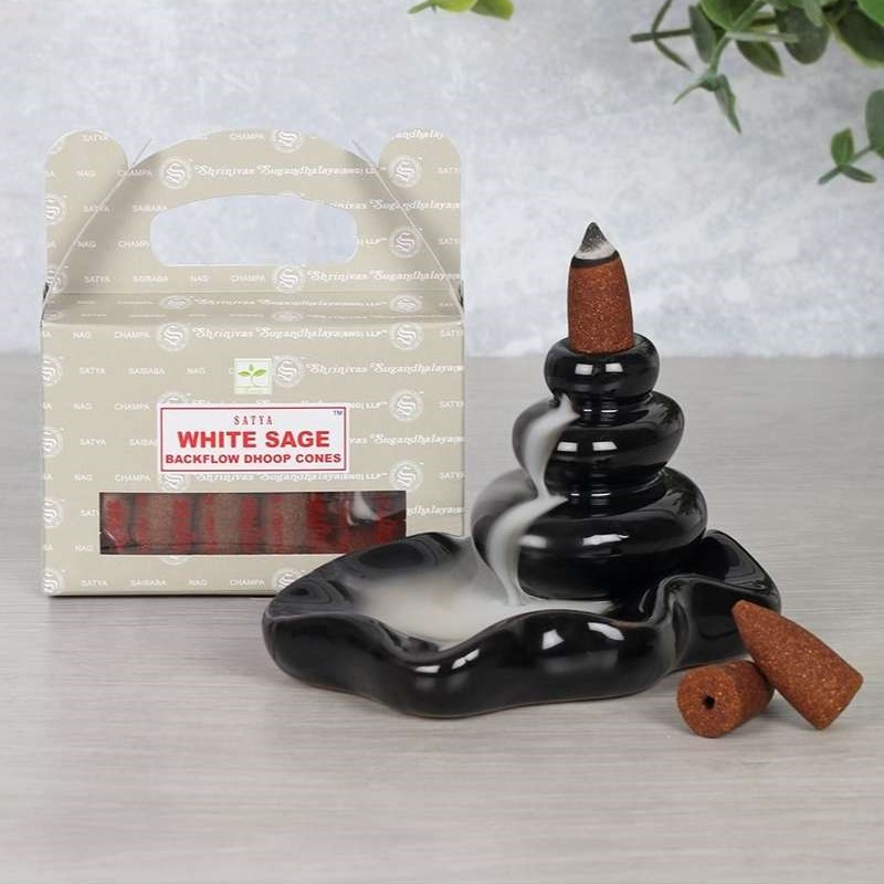 Vonné kužele Satya Tečúci dym Biela Šalvia