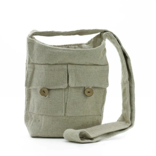 Crossbody taška s 2 vreckami - Prírodná - Stredná
