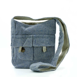 Crossbody taška s 2 vreckami - Denim - Stredná