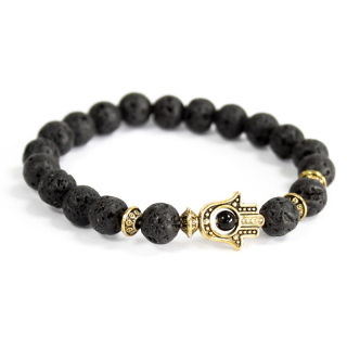 Náramok Boho Lávový kameň - Hamsa
